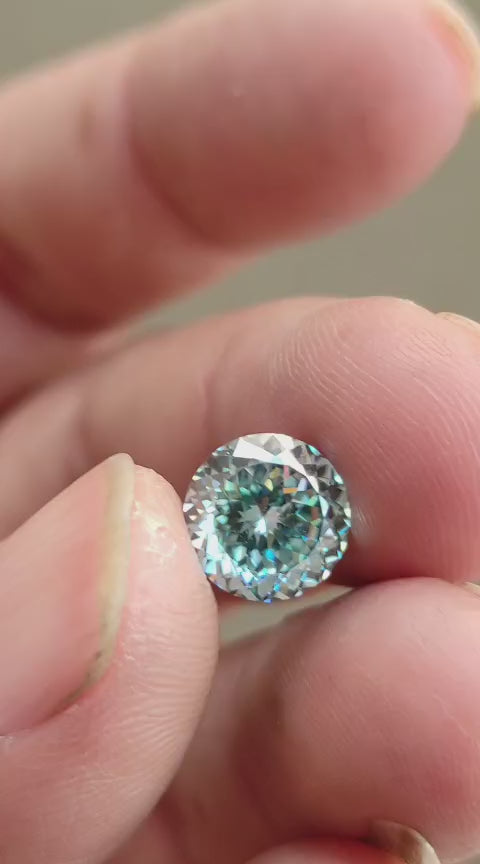 Cyan Blue Portuguese Cut Moissanite